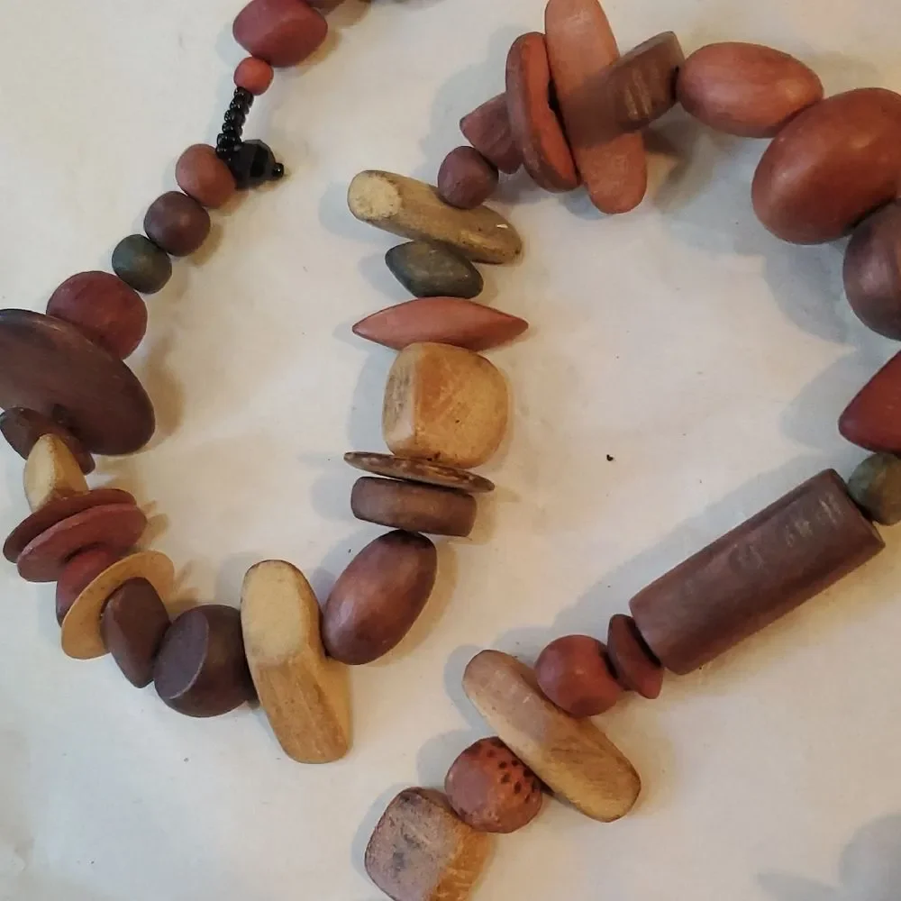 Handcrafted Long Wooden Bead Necklace